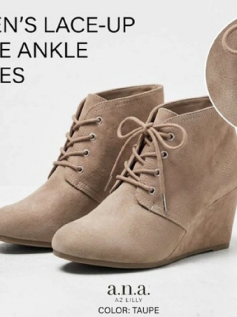 a.n.a. AZ LILY. Lace-Up Wedge Ankle Boots Brown US 11M